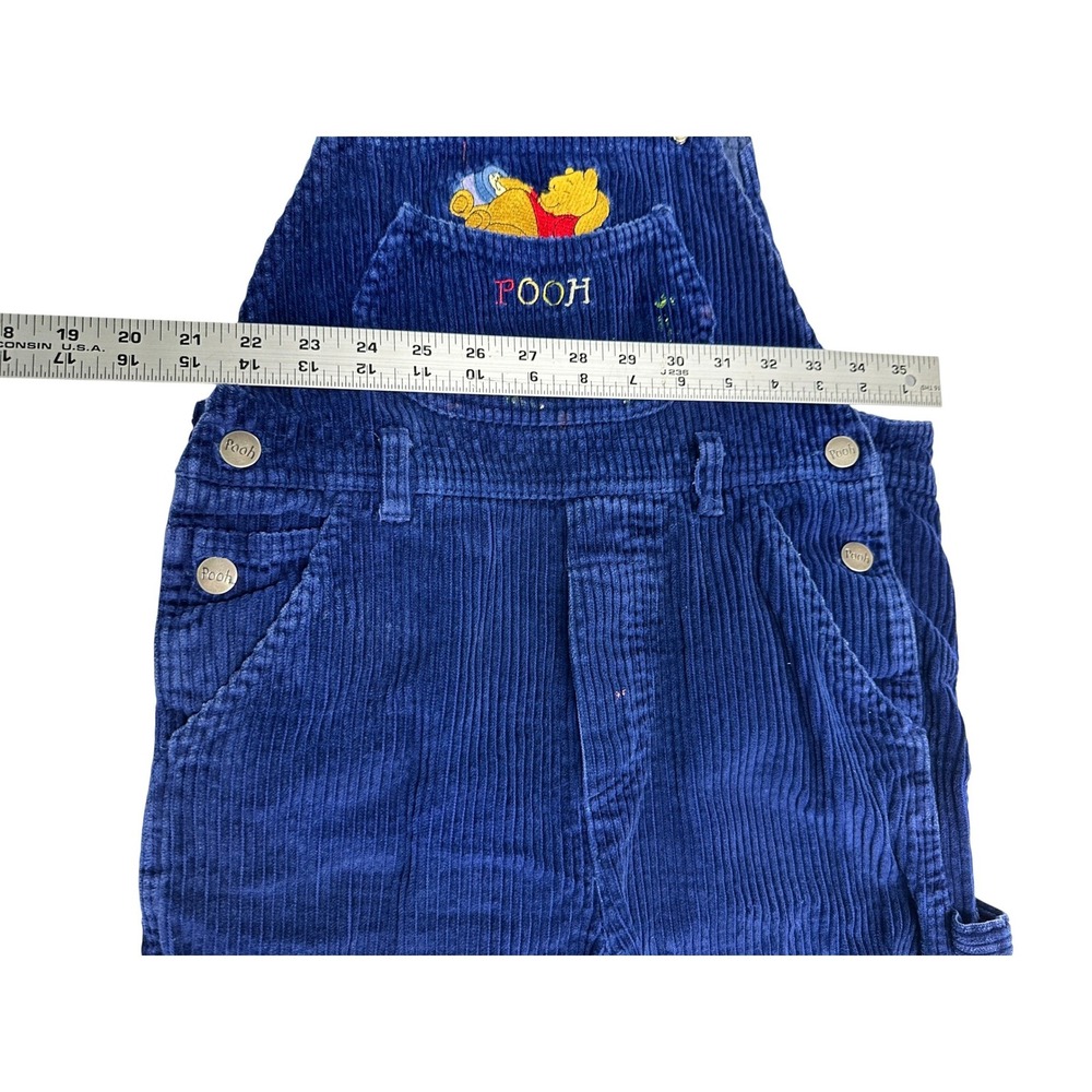 Disney Winnie the Pooh Vintage 80s 90s Blue Corduroy Overalls Kids Bibs 10 - Picture 6 of 13